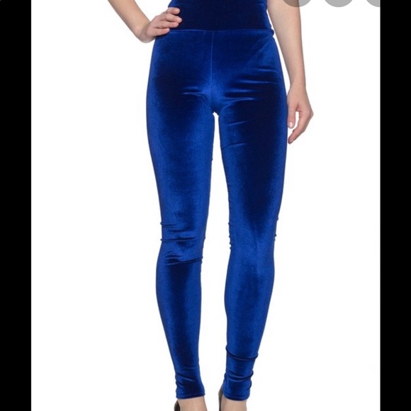 j2 love Pants - J2 LOVE Blue Velvet Leggings